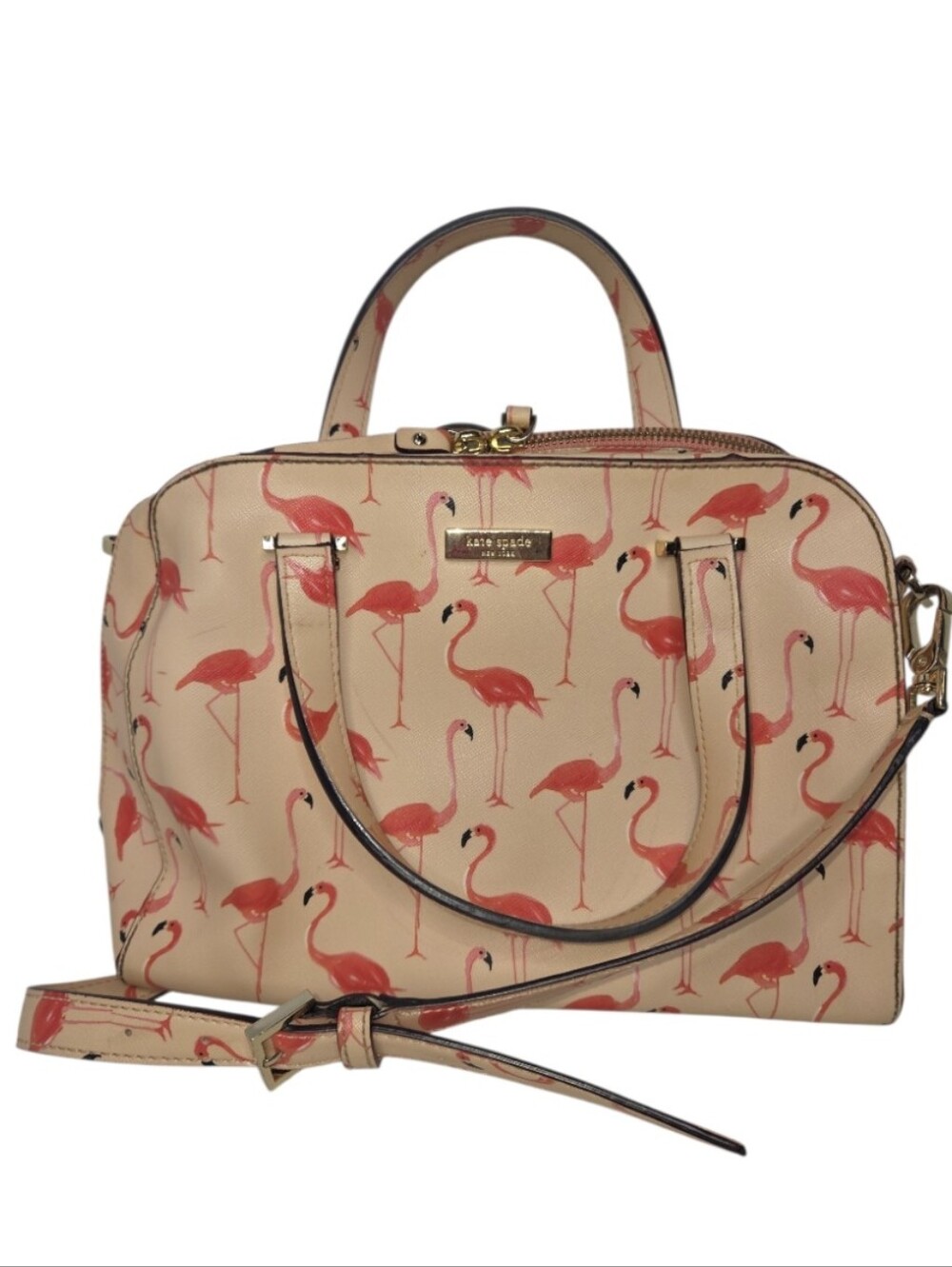 Kate Spade New York Felix Newbury Lane Pink Flamingo Satchel Crossbody